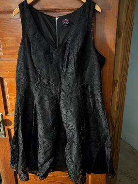 torrid Black Floral Lace Fit-and-Flare Mini Dress